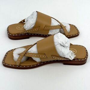 ASH Gold Studded Leather Toe Loop Sandals $210 Nude Women 6 US/36 EU NIB